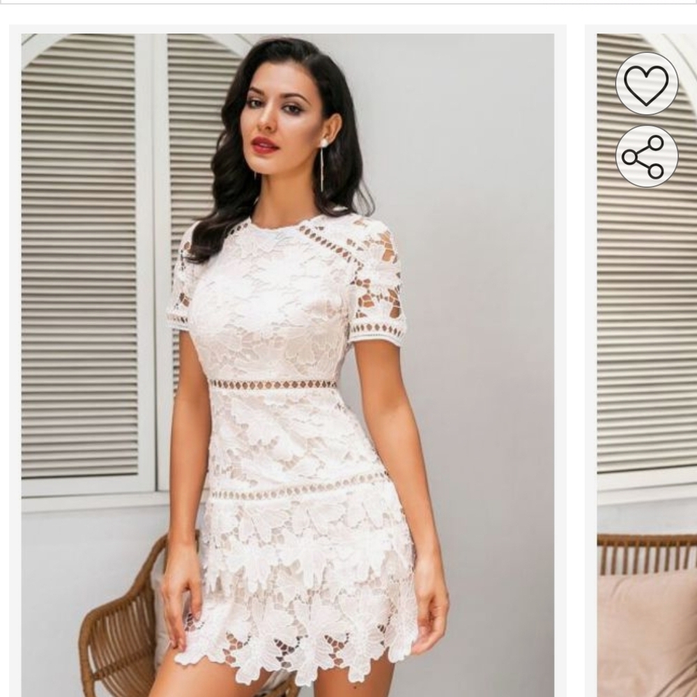 White Sheath Midi Dress with Crew Neck and Short Sleeves